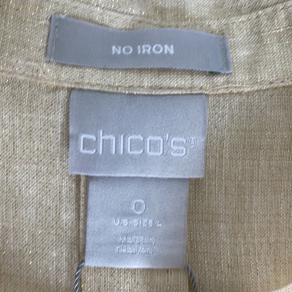 NWT Chico’s Metallic No Iron Shirt Size 0 - Picture 8 of 11